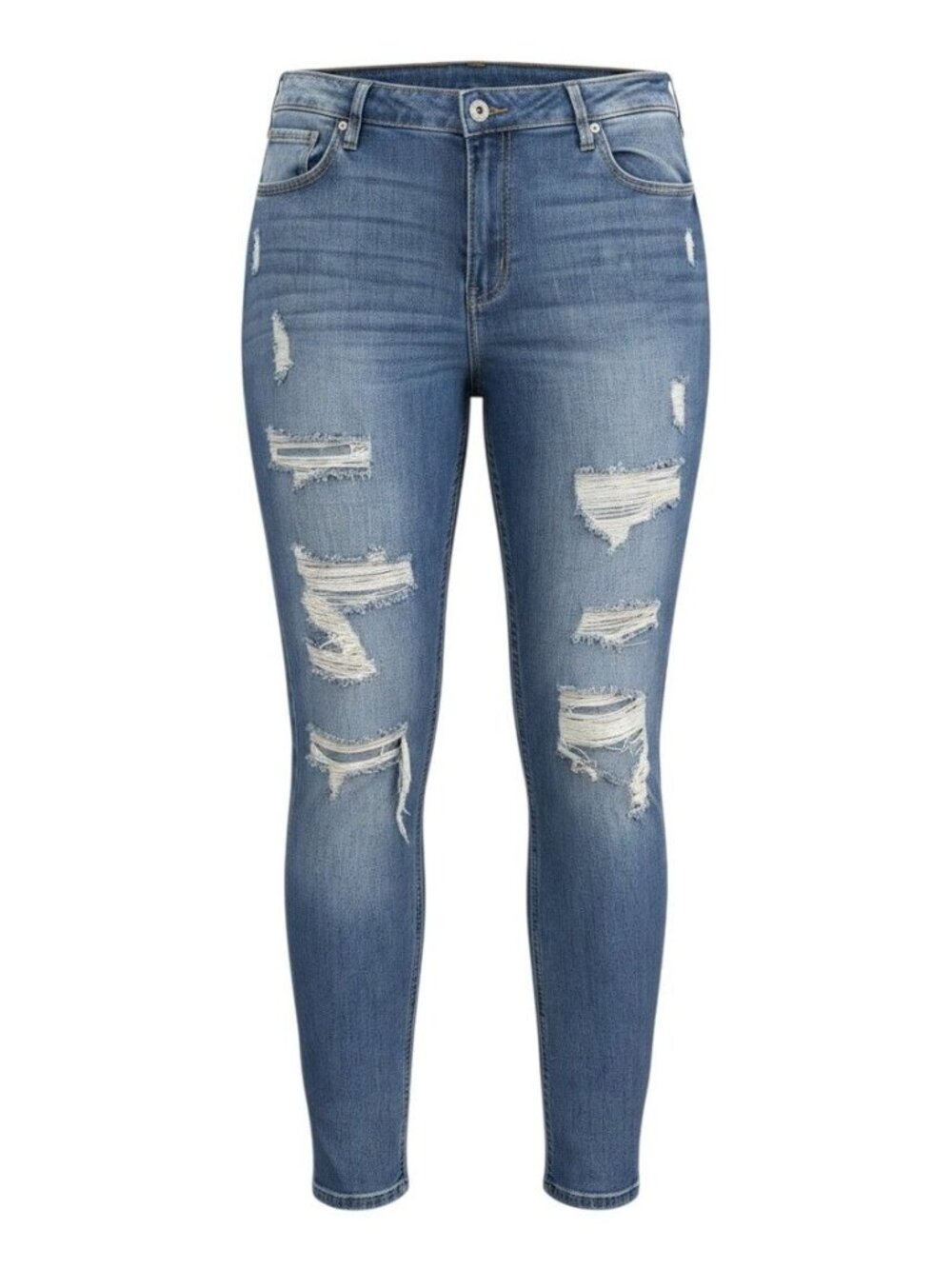 Hollister Womens Curvy High-Rise Super Skinny Distressed Jeans 35x30 Light Wash